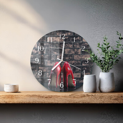 Glas wanduhr Rote High Heels