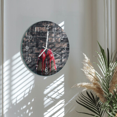 Glas wanduhr Rote High Heels