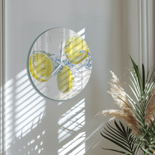 Glas wanduhr Zitronen