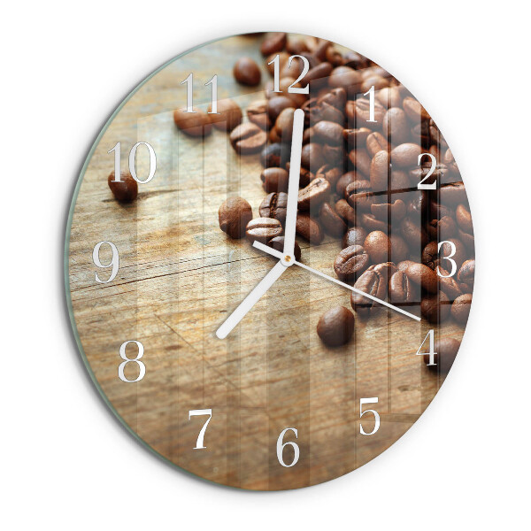 Glas wanduhr Kaffeebohnen