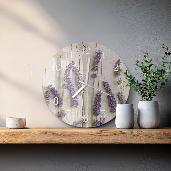 Glas wanduhr Lavendel