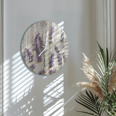 Glas wanduhr Lavendel