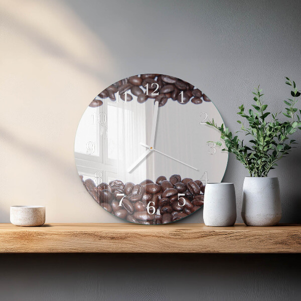 Glas wanduhr Kaffeebohnen