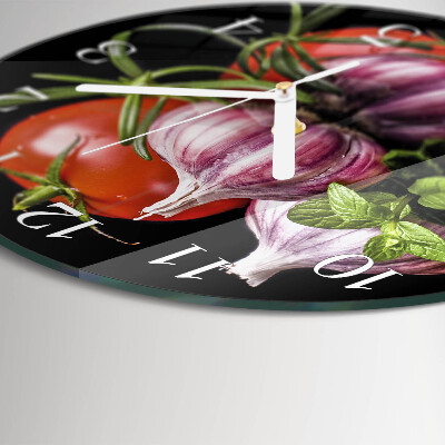 Glas wanduhr Tomaten-Knoblauch