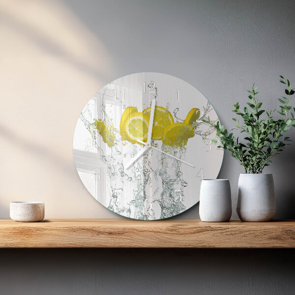 Glas wanduhr Wasser mit Zitrone