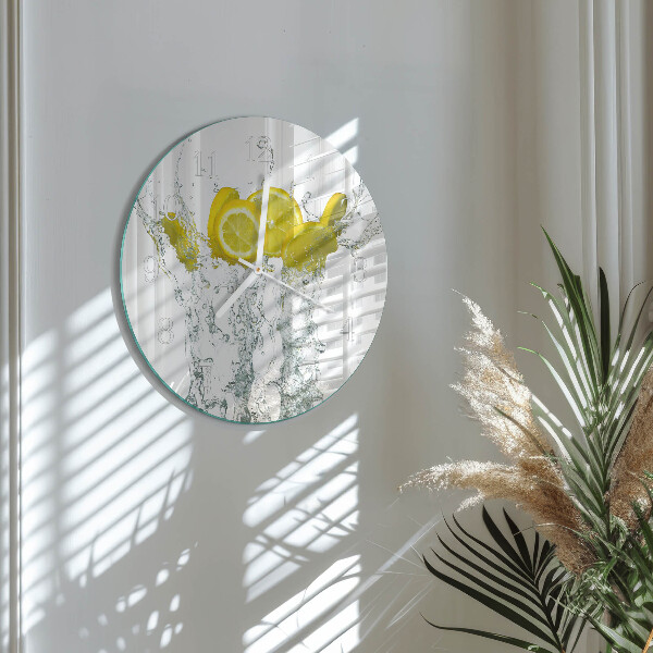 Glas wanduhr Wasser mit Zitrone