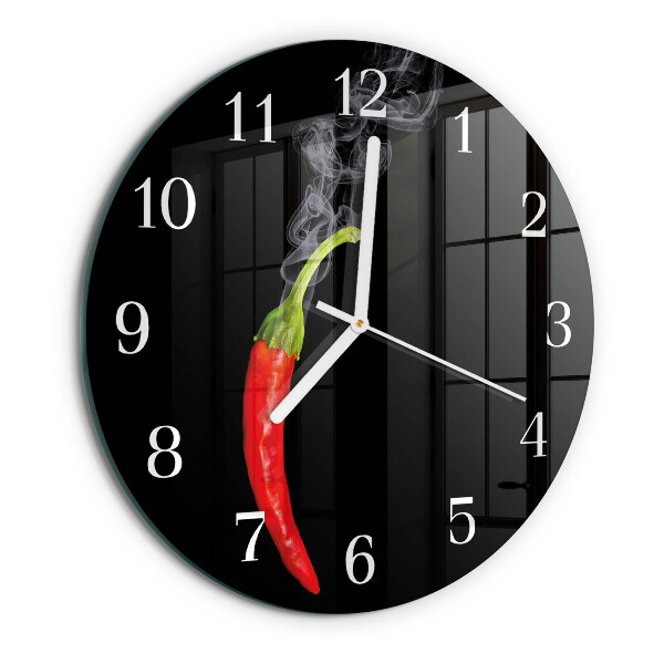 Glas wanduhr Chili-Pfeffer