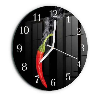 Glas wanduhr Chili-Pfeffer