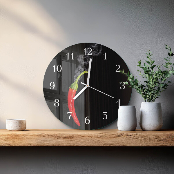 Glas wanduhr Chili-Pfeffer