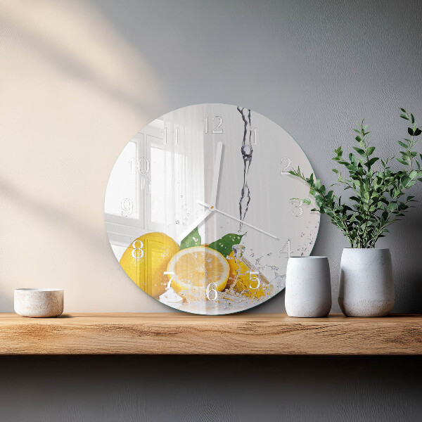 Glas wanduhr Zitronen