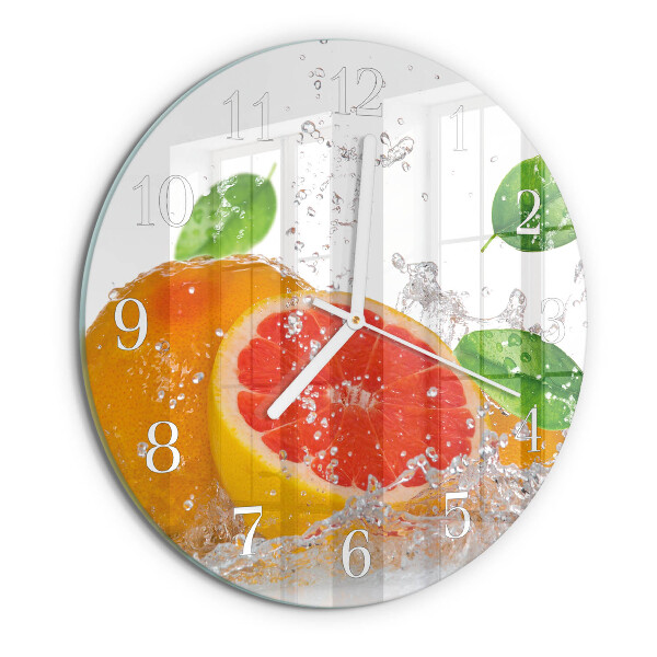 Glas wanduhr Grapefruit