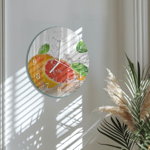 Glas wanduhr Grapefruit