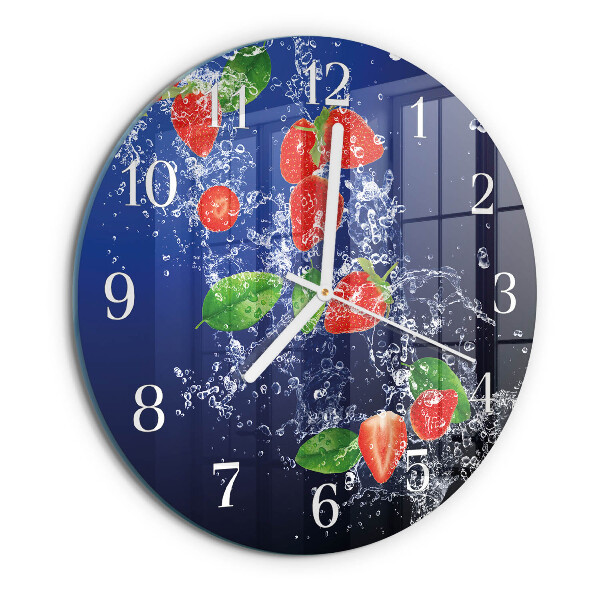 Glas wanduhr Erdbeeren