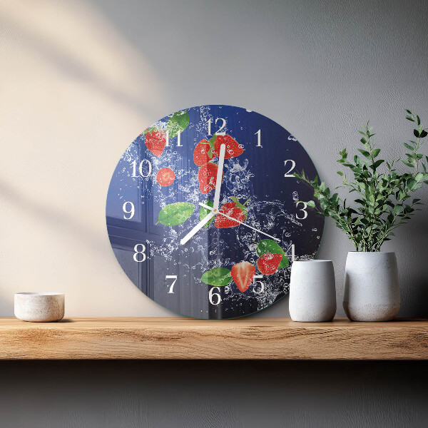 Glas wanduhr Erdbeeren