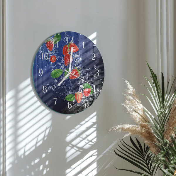 Glas wanduhr Erdbeeren