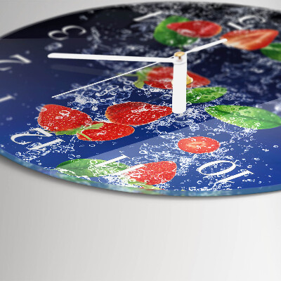 Glas wanduhr Erdbeeren