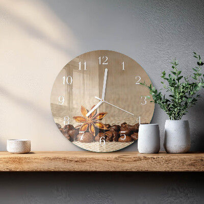Glas wanduhr Kaffeebohnen