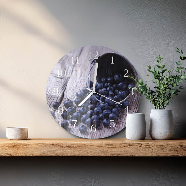 Glas wanduhr Blaubeeren