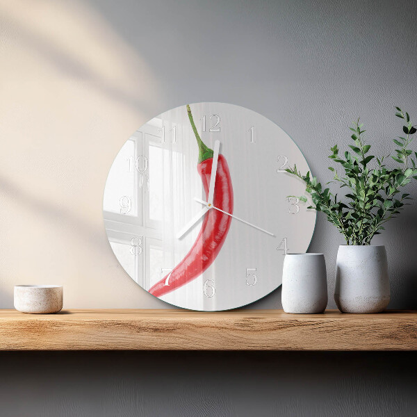 Glas wanduhr Chili-Pfeffer