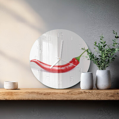Glas wanduhr Chili-Pfeffer