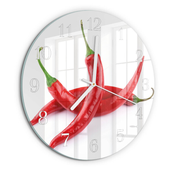 Glas wanduhr Chilischoten