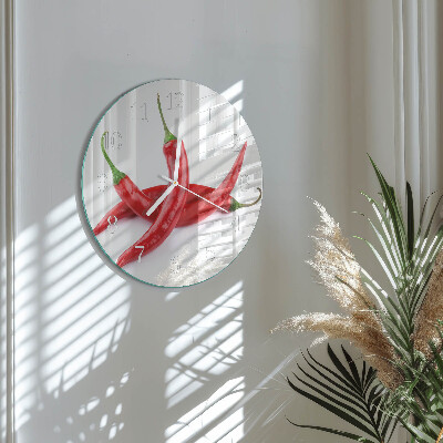 Glas wanduhr Chilischoten