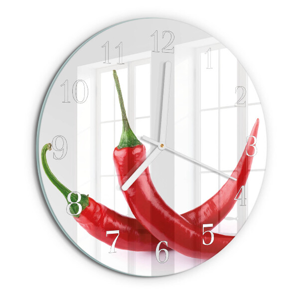 Glas wanduhr Chilischoten