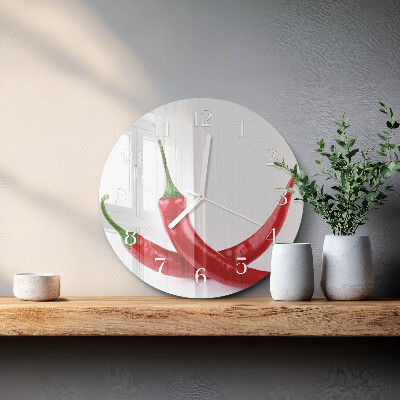 Glas wanduhr Chilischoten