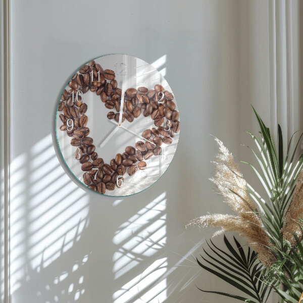 Glas wanduhr Kaffeebohnen