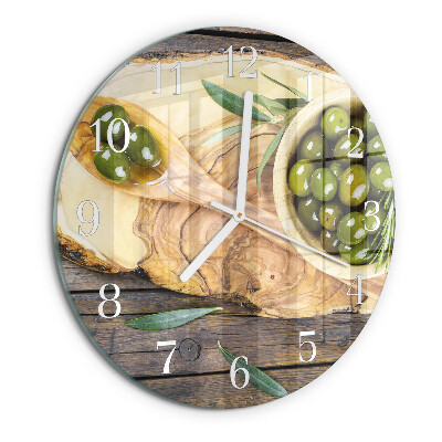 Glas wanduhr Olivenholz