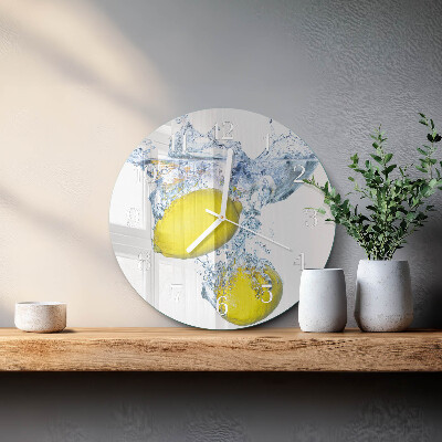 Glas wanduhr Zitronen in Wasser