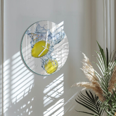 Glas wanduhr Zitronen in Wasser