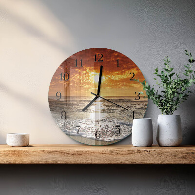 Wanduhr rund Strand Meer