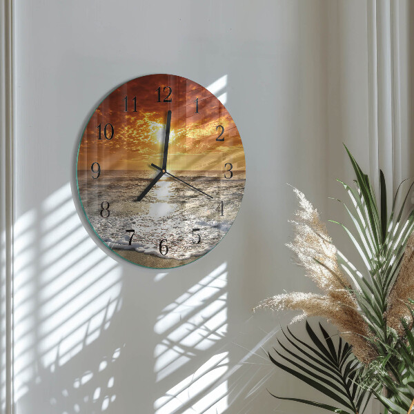 Wanduhr rund Strand Meer
