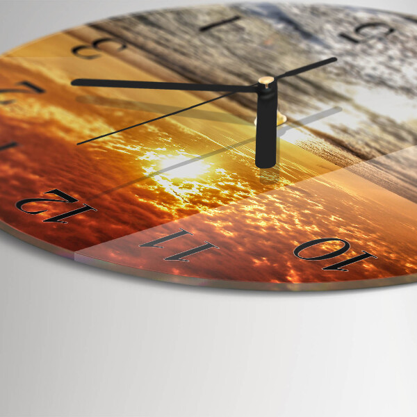 Wanduhr rund Strand Meer