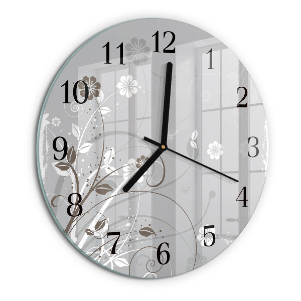 Wanduhr rund Blumen
