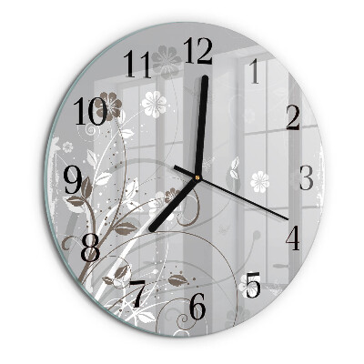 Wanduhr rund Blumen