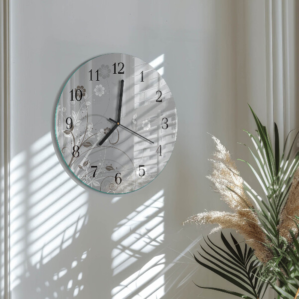 Wanduhr rund Blumen