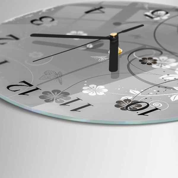 Wanduhr rund Blumen