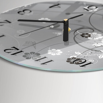 Wanduhr rund Blumen