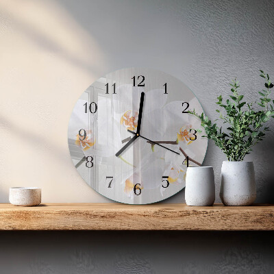 Wanduhr rund Orchidee