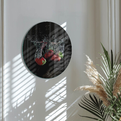 Wanduhr rund Erdbeeren