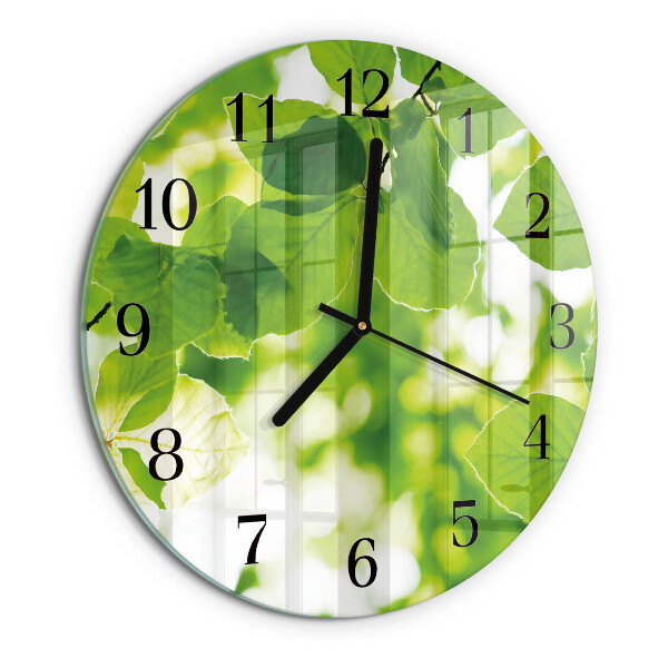 Wanduhr rund Blätter