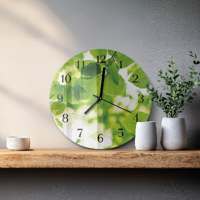 Wanduhr rund Blätter