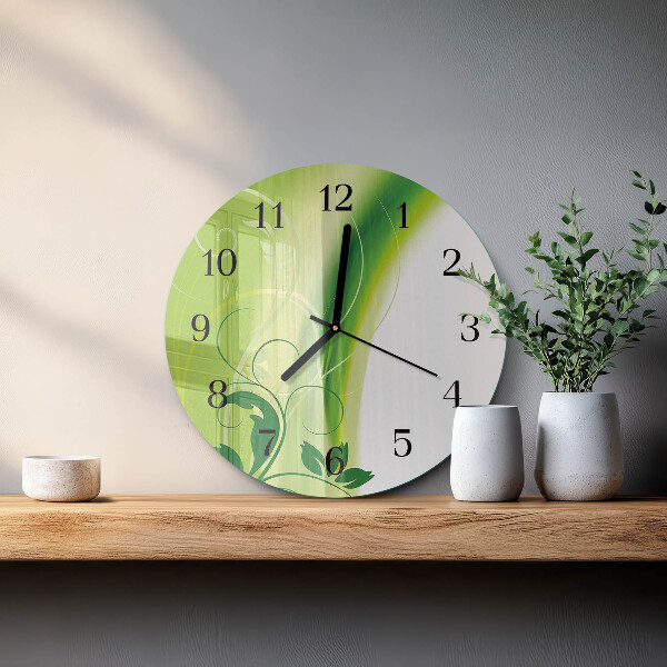 Wanduhr rund Blumenmuster