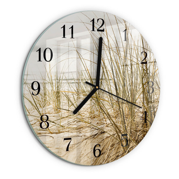 Wanduhr rund Strandgras