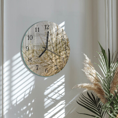 Wanduhr rund Strandgras