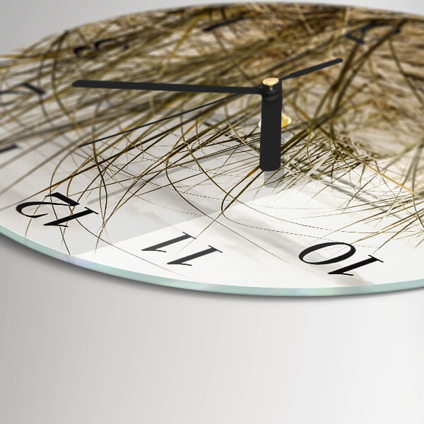 Wanduhr rund Strandgras
