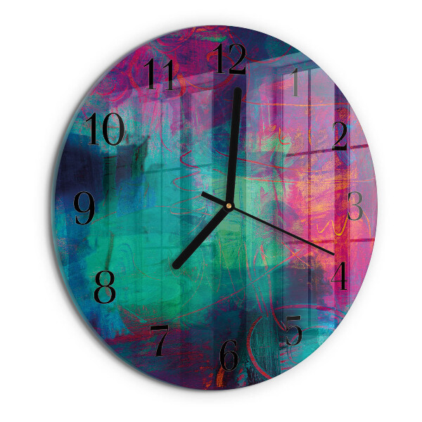 Wanduhr rund Farbenfrohes Gemälde