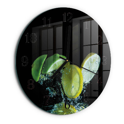 Wanduhr rund Zitrone und Limette